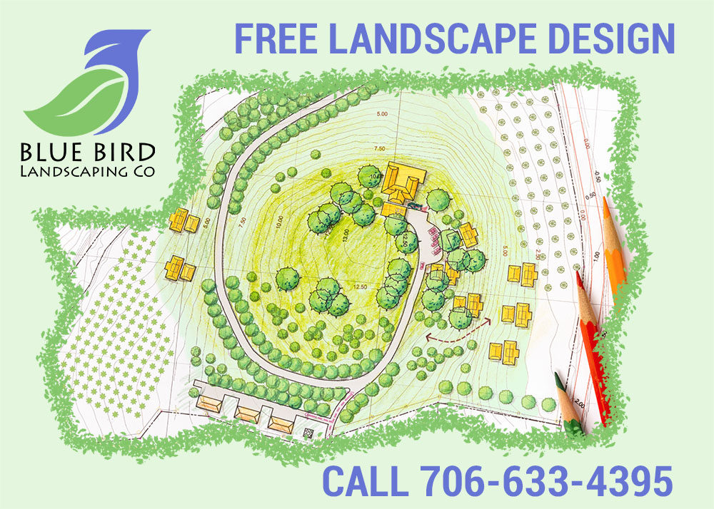 offer for free landscape design for people in blue ridge georgia or the north georgia mountains, free landscape design blue ridge georgia offered by blue bird landscaping co